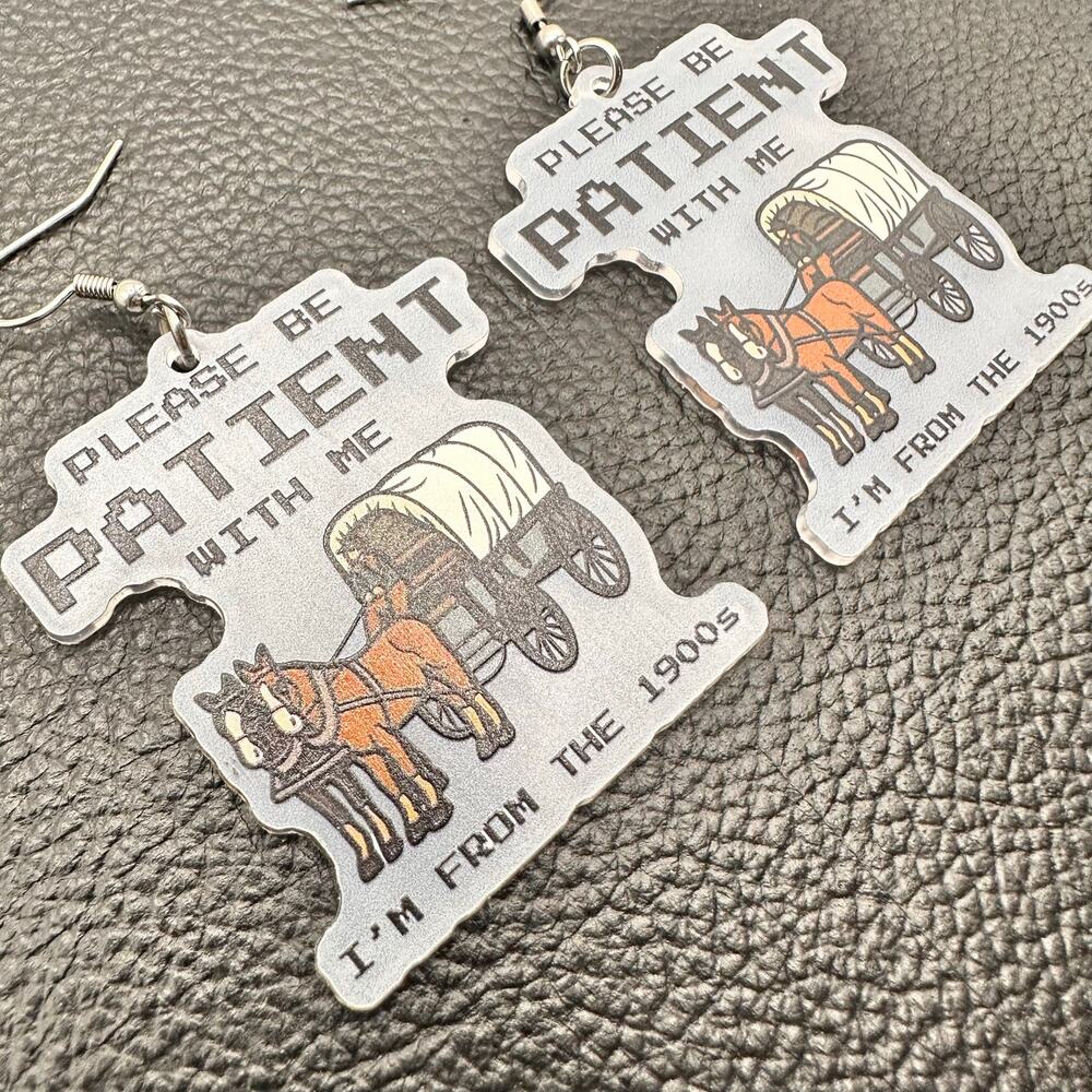 Funny y2k Oregon Trail Acrylic Earrings